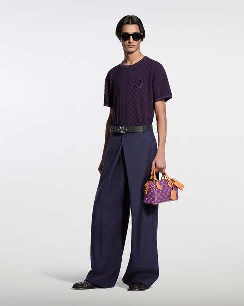 Damier Jacquard Short-Sleeved Crewneck in New's For Men Spring-Summer 2026 Show collections by Louis Vuitton