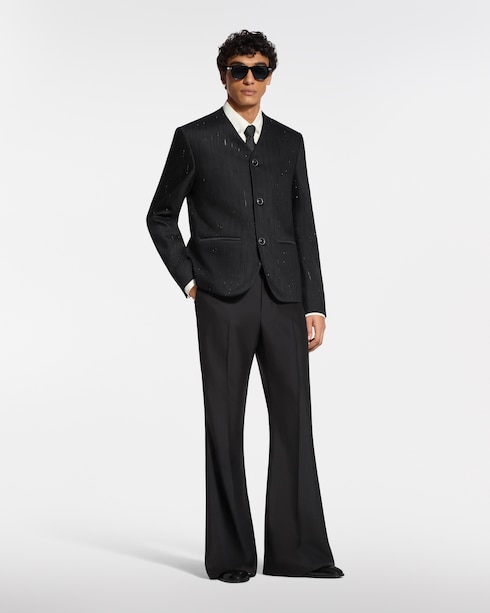 Embellished Pinstripe V-Neck Jacket in New's For Men New Formal collections by Louis Vuitton