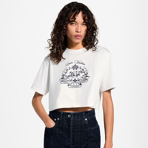 Flocked Signature Crop Top in Women's Ready-to-Wear T-shirts and Sweatshirts collections by Louis Vuitton (Product zoom)