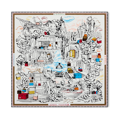 Gaston’s Travel Square 90 S00 in Women's Accessories Silk Squares and Bandeaus collections by Louis Vuitton (Product zoom)