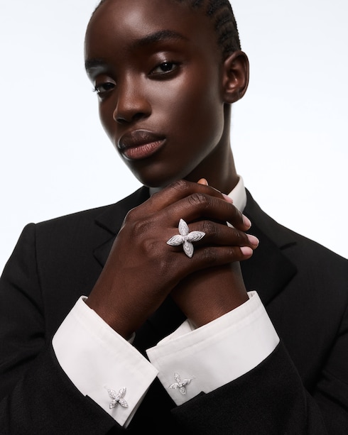 Idylle Blossom Cufflinks, White Gold & Diamonds in Les Extraordinaires's Jewelry Earrings collections by Louis Vuitton