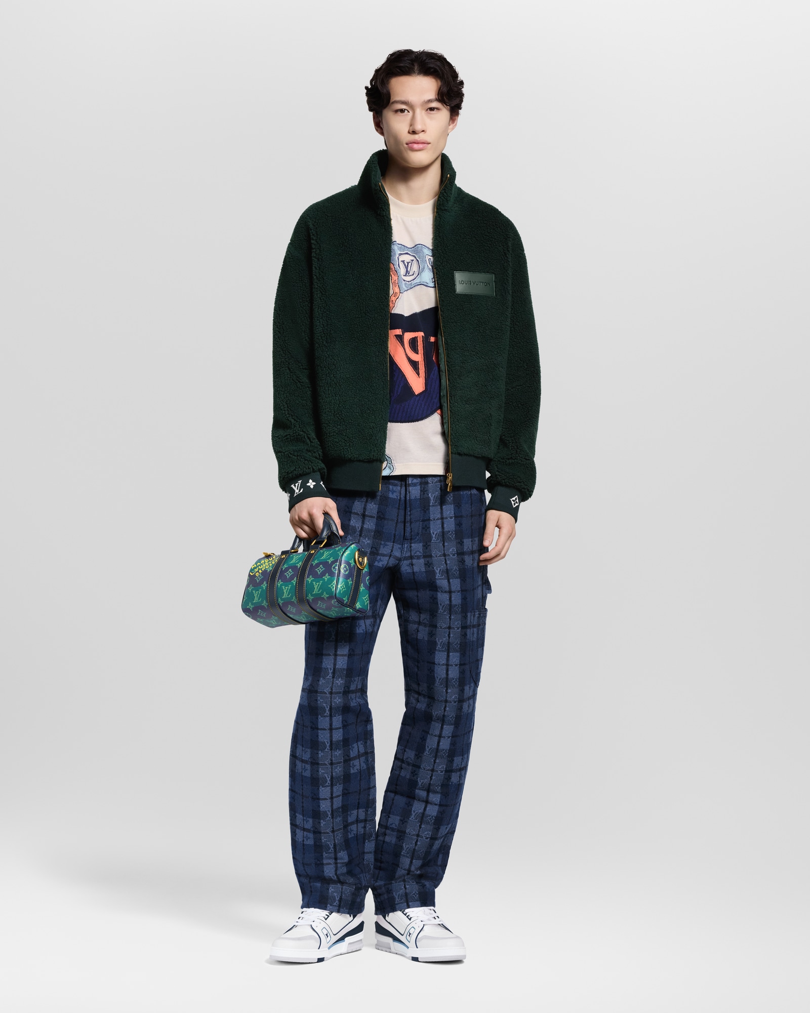 408【美品】ルイヴィトン エレクトリックインターシャ ニットTシャツ 