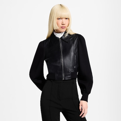 Knit Sleeve Leather Jacket in Women's Ready-to-Wear Coats and Jackets collections by Louis Vuitton (Product zoom)