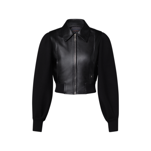 Knit Sleeve Leather Jacket in Women's Ready-to-Wear Coats and Jackets collections by Louis Vuitton (Product zoom)