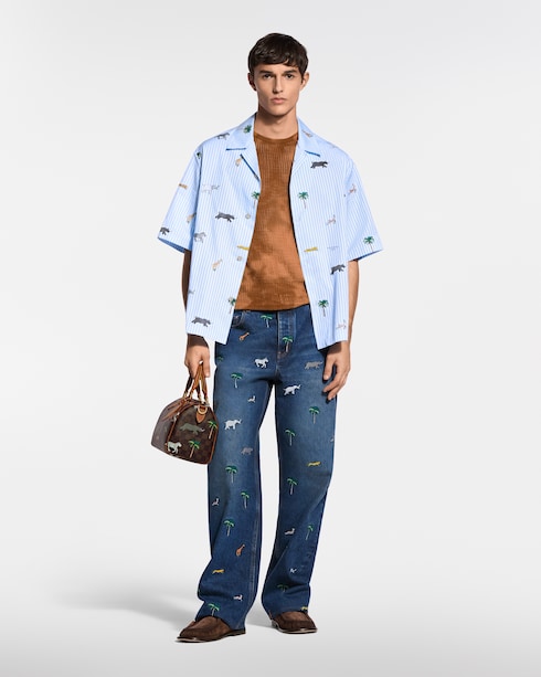 LV x The Darjeeling Limited Embroidered Striped Short-Sleeved Shirt in New's For Men The Latest collections by Louis Vuitton