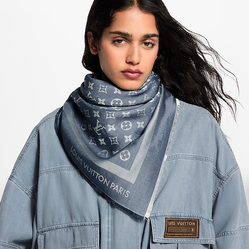 Monogram Denim Shawl worn view