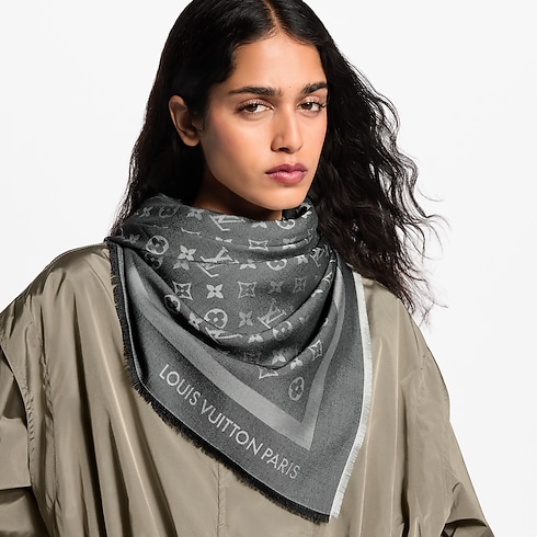 Monogram Denim Shawl worn view