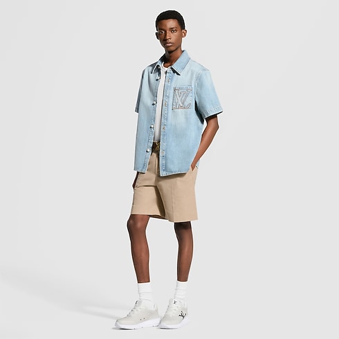 Short-Sleeved Denim Shirt in Men's Ready-to-Wear Shirts collections by Louis Vuitton (Product zoom)