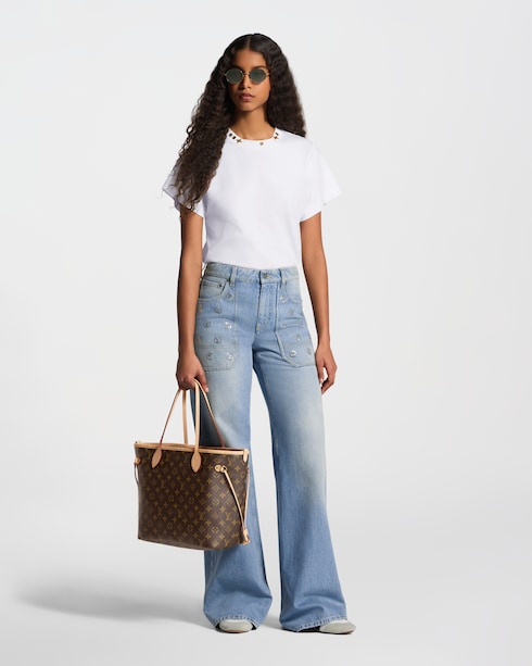 Signature Sequin Accent Flared Jeans in Wanita's Pakaian Celana Panjang collections by Louis Vuitton