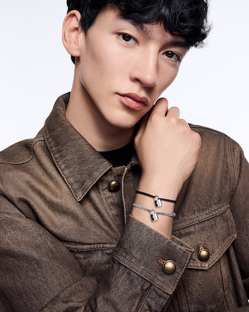 Silver Lockit Bracelet, Sterling Silver, Black and White Polyester Cord with Football Charm in Jewelry's Categories Bracelets collections by Louis Vuitton