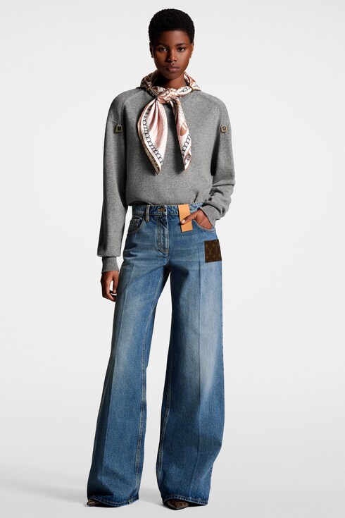 Stonewashed Monogram Patch Boot-Cut Jeans in Women's Ready to Wear Pants collections by Louis Vuitton