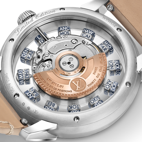 Tambour Taiko Spin Time Air Antipode, Automatic, 42.5mm, White gold in Watches's All Watches } collections by Louis Vuitton (Product zoom)
